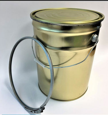 Gold Metall Farbe Eimer 5 Gallonen mit Hebel Lock Ring Deckel für Wasser-basierte Farben