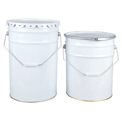 5L Pulverbeschichtung Metallfarbe Eimer Schwarzer Griff Weiß Farbe