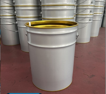 Stahlfarbene Metallbehälter Eimer mit Hebel Schließring Deckel und Griff für Pulverprodukte